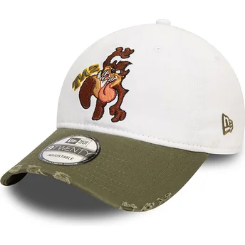 New Era Curved Brim Tasmanian Devil 9TWENTY Washed Looney Tunes White and Green Adjustable Cap