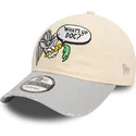 casquette-courbee-beige-et-grise-ajustable-9twenty-washed-bugs-bunny-looney-tunes-new-era