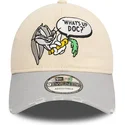 casquette-courbee-beige-et-grise-ajustable-9twenty-washed-bugs-bunny-looney-tunes-new-era