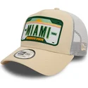 new-era-a-frame-license-plate-cities-and-beaches-miami-beige-and-white-trucker-hat