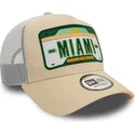 new-era-a-frame-license-plate-cities-and-beaches-miami-beige-and-white-trucker-hat