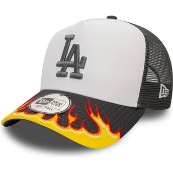 Casquette trucker blanche et grise A Frame Flame Los Angeles Dodgers MLB New Era