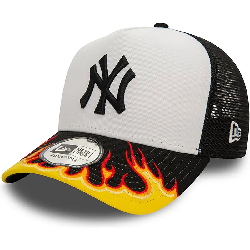 epci-curbata-alb-snapback-a-frame-flame-de-new-york-yankees-mlb-de-new-era