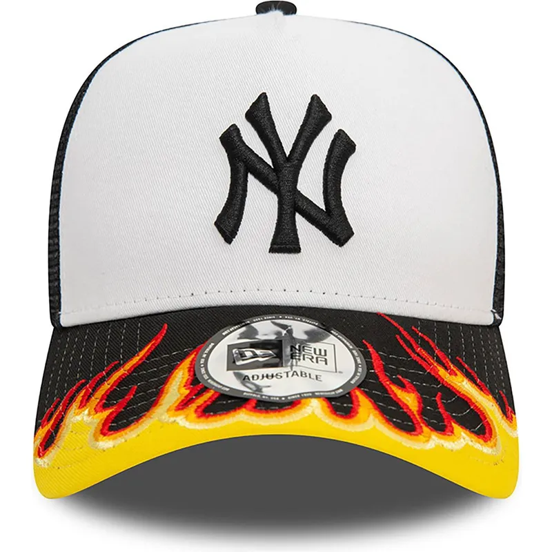 epci-curbata-alb-snapback-a-frame-flame-de-new-york-yankees-mlb-de-new-era