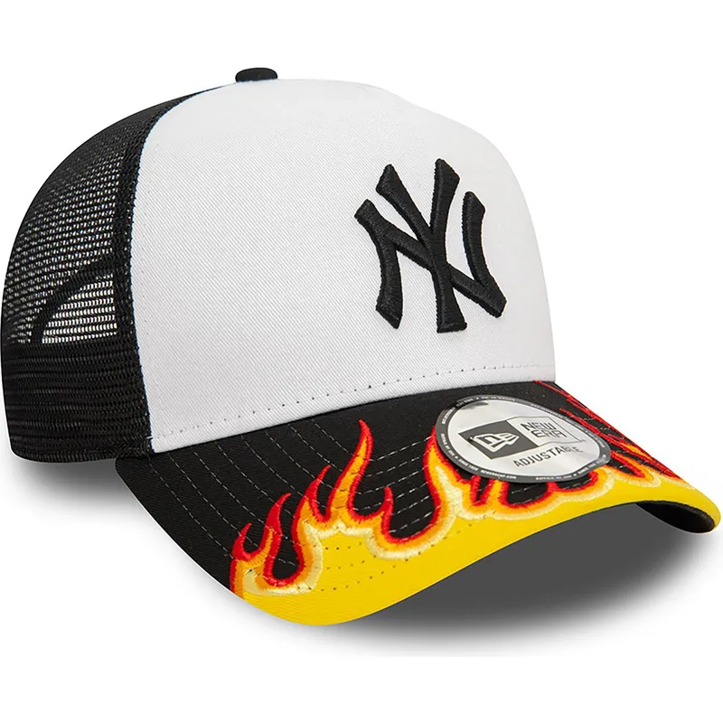 epci-curbata-alb-snapback-a-frame-flame-de-new-york-yankees-mlb-de-new-era