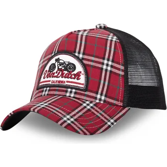 Czerwono-czarna czapka trucker CAR04 Von Dutch