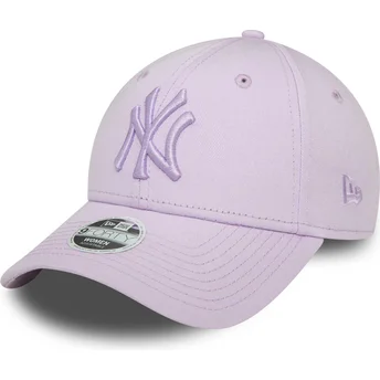 Cappellino curvo viola regolabile con logo viola da donna 9FORTY League Essential dei New York Yankees MLB di New Era