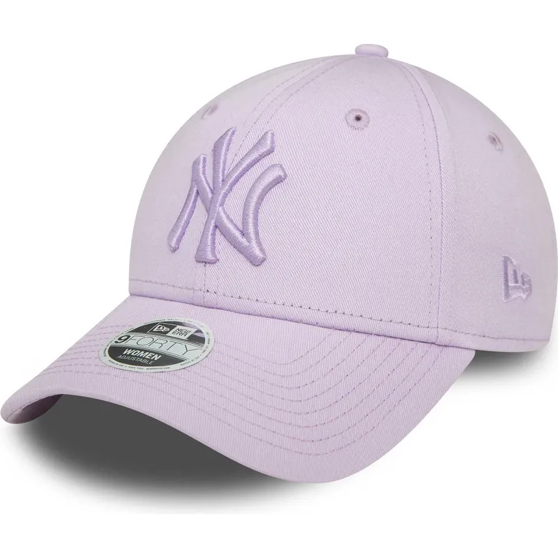 violette-verstellbare-curved-cap-mit-violettem-logo-fur-damen-9forty-league-essential-der-new-york-yankees-mlb-von-new-era