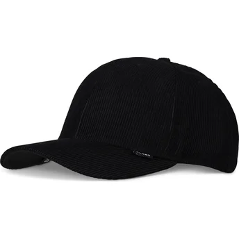 Djinns Curved Brim TrueFit Corduroy Black Adjustable Cap