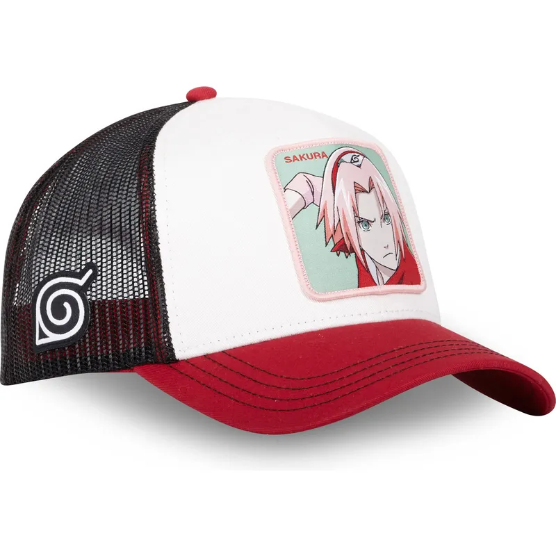 cappellino-trucker-beige-nero-e-rosso-sakura-haruno-pin-naruto-di-capslab