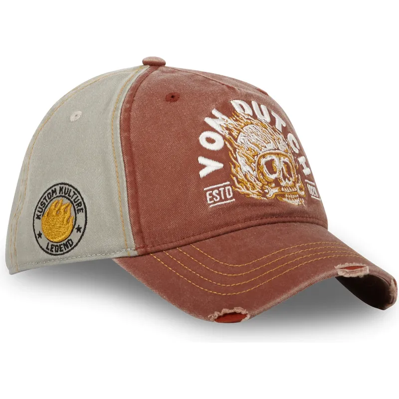 cappellino-curvo-marrone-e-grigio-regolabile-fir-cb-di-von-dutch
