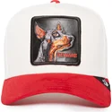 gorra-trucker-bianca-e-rossa-cane-dobermann-beware-the-suede-doberman-the-farm-di-goorin-bros