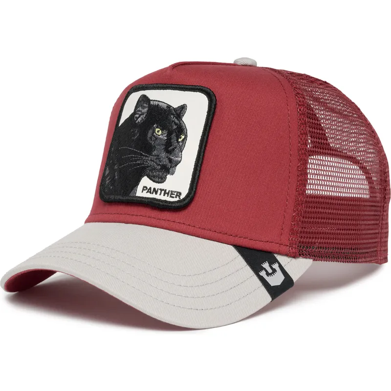 cappellino-trucker-rosso-e-grigio-pantera-the-panther-big-cats-the-farm-di-goorin-bros