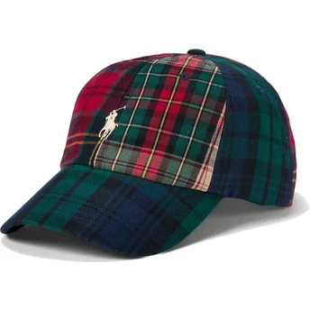 Gorra curva multicolor ajustable con logo blanco Classic Sport Plaid de Polo Ralph Lauren