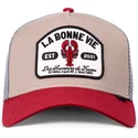 bezowo-szaro-czerwona-czapka-trucker-la-bonne-vie-hft-od-djinns