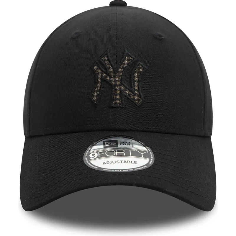 svart-justerbar-kurvad-keps-9forty-check-infill-fran-new-york-yankees-mlb-av-new-era
