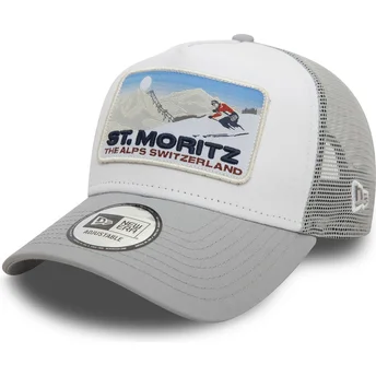 Gorra trucker gris A Frame Ski Patch de St Moritz Ciudades y Playas de New Era