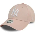 gebogene-rosa-verstellbare-damenkappe-9forty-glitter-der-new-york-yankees-mlb-von-new-era
