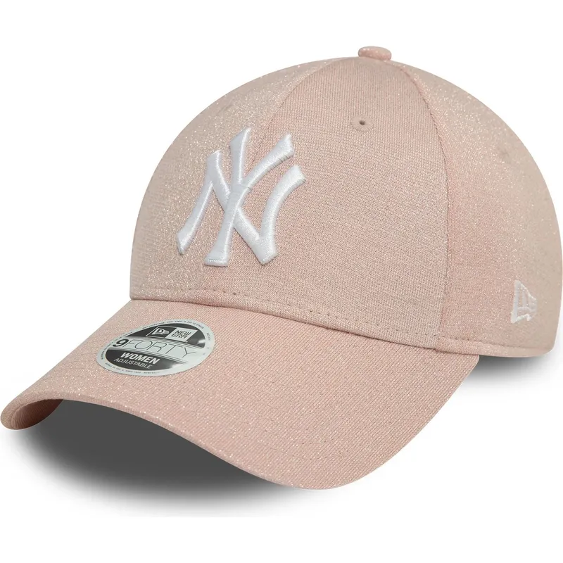 9forty-new-york-yankees-mlb-new-era-verstellbare-rosa-glitzer-damenkappe-mit-gebogenem-schirm