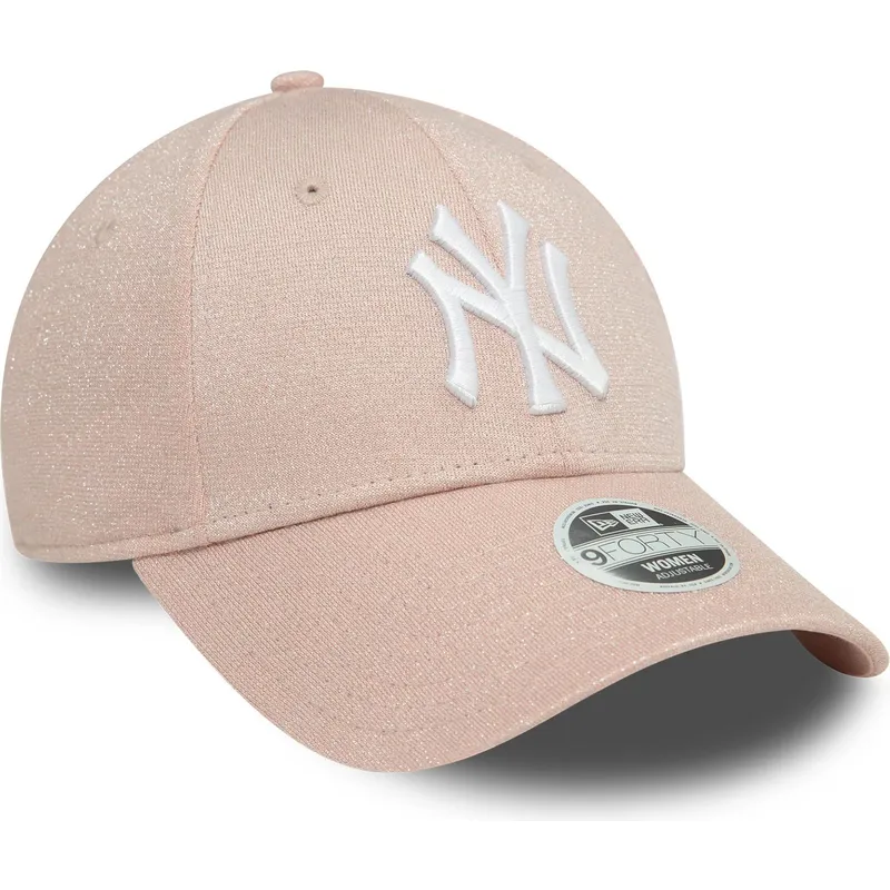 cappellino-curvo-rosa-regolabile-da-donna-9forty-glitter-dei-new-york-yankees-mlb-di-new-era