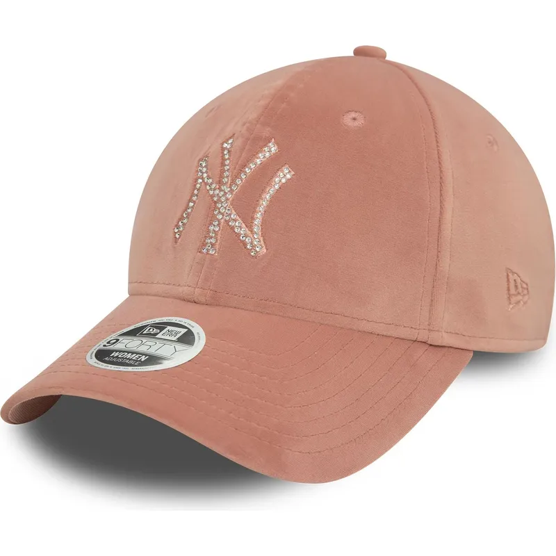 epci-curbata-roz-reglabila-9forty-velour-diamante-de-new-york-yankees-mlb-de-new-era
