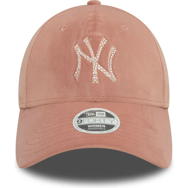 epci-curbata-roz-reglabila-9forty-velour-diamante-de-new-york-yankees-mlb-de-new-era