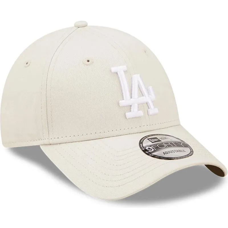 cappellino-curvo-beige-regolabile-9forty-league-essential-dei-los-angeles-dodgers-mlb-di-new-era
