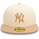 new-era-flat-brim-59fifty-side-patch-new-york-yankees-mlb-beige-and-brown-fitted-cap