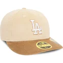 gorra-curva-beige-y-marron-ajustada-59fifty-low-profile-cord-de-los-angeles-dodgers-mlb-de-new-era