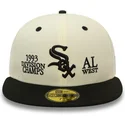 casquette-plate-beige-et-noire-ajustee-59fifty-93-division-chicago-white-sox-mlb-new-era