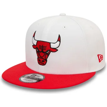 Casquette plate blanche et rouge snapback 9FIFTY White Crown Patch Chicago Bulls NBA New Era