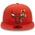 new-era-flat-brim-9fifty-seasonal-flower-chicago-bulls-nba-orange-snapback-cap