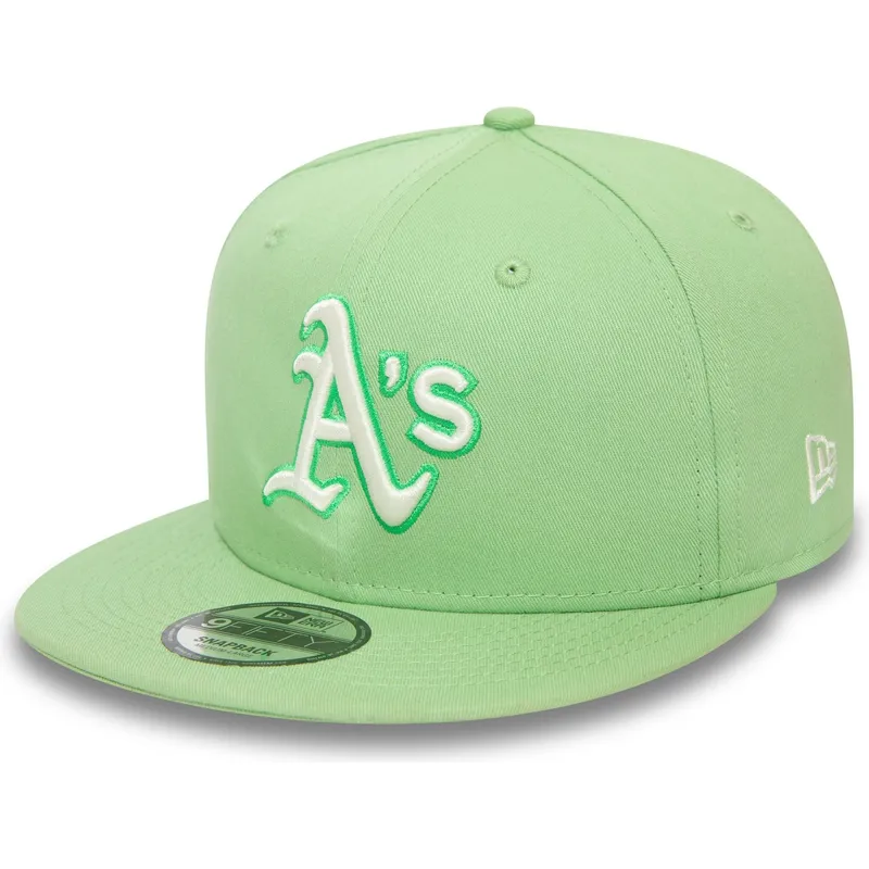 gorra-plana-verde-claro-snapback-9fifty-world-series-patch-de-oakland-athletics-mlb-de-new-era