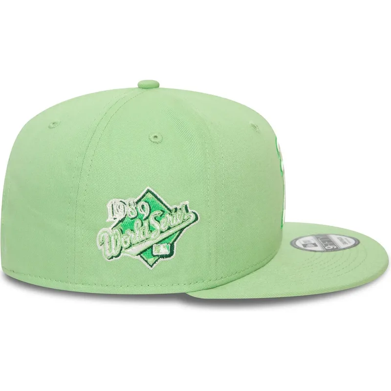 gorra-plana-verde-claro-snapback-9fifty-world-series-patch-de-oakland-athletics-mlb-de-new-era