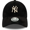 cappellino-curvo-nero-regolabile-da-donna-con-logo-beige-9forty-cord-dei-new-york-yankees-mlb-di-new-era