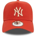 casquette-courbee-orange-snapback-avec-logo-beige-9forty-e-frame-league-essential-new-york-yankees-mlb-new-era