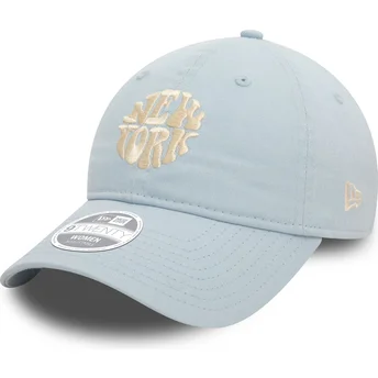 Casquette courbée bleue claire ajustable pour femme 9TWENTY Washed New York États et Pays New Era