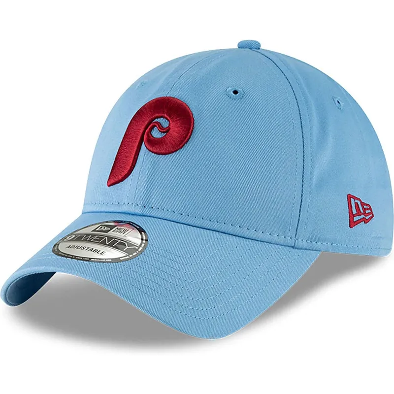 philadelphia-phillies-mlb-new-era-9twenty-core-classic-hellblaue-verstellbare-kappe-mit-gebogenem-schirm