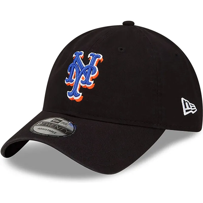 verstellbare-schwarze-curved-cap-9twenty-core-classic-der-new-york-mets-mlb-von-new-era