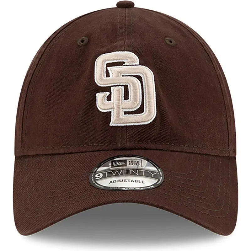 9twenty-core-classic-verstellbare-braune-kappe-mit-gebogenem-schirm-von-den-san-diego-padres-mlb-von-new-era