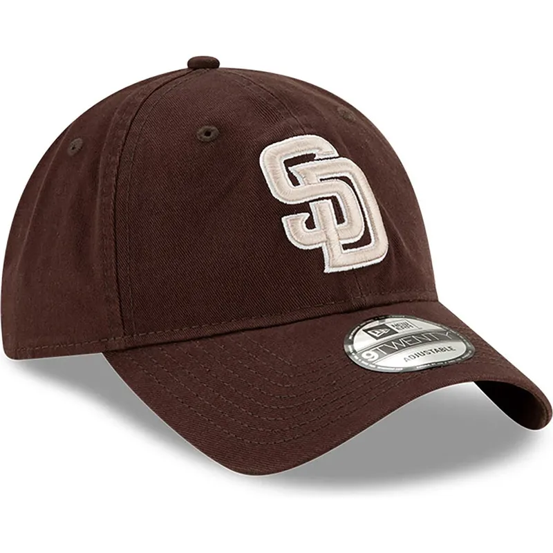 9twenty-core-classic-verstellbare-braune-kappe-mit-gebogenem-schirm-von-den-san-diego-padres-mlb-von-new-era