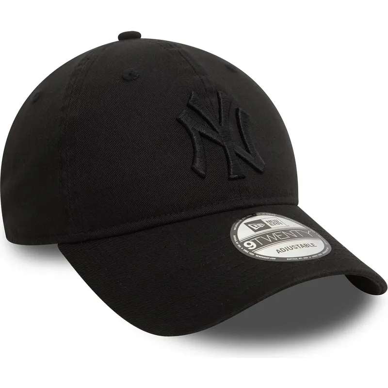 schwarze-verstellbare-kappe-mit-gebogenem-schirm-und-schwarzem-logo-9twenty-washed-der-new-york-yankees-mlb-von-new-era
