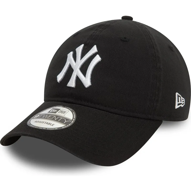 verstellbare-schwarze-9twenty-washed-kappe-mit-gebogenem-schirm-der-new-york-yankees-mlb-von-new-era
