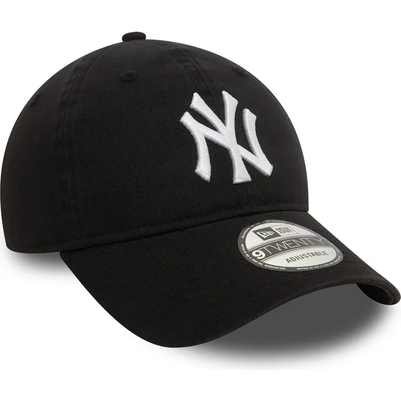 verstellbare-schwarze-9twenty-washed-kappe-mit-gebogenem-schirm-der-new-york-yankees-mlb-von-new-era
