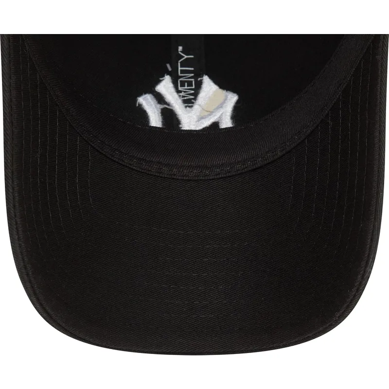 verstellbare-schwarze-9twenty-washed-kappe-mit-gebogenem-schirm-der-new-york-yankees-mlb-von-new-era