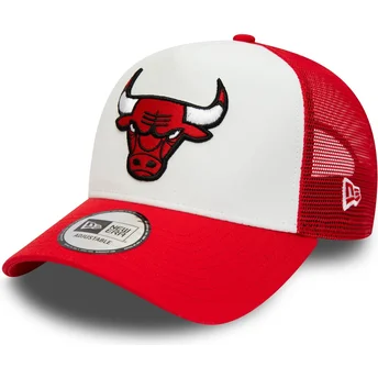 Casquette trucker blanche et rouge A Frame Team Colour Chicago Bulls NBA New Era