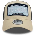 new-era-a-frame-license-plate-cities-and-beaches-los-angeles-beige-and-black-trucker-hat