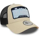 casquette-trucker-beige-et-noire-a-frame-license-plate-los-angeles-villes-et-plages-new-era