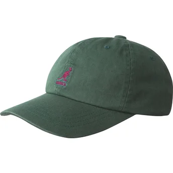 Gorra curva verde ajustable con logo rojo Washed Baseball Algae de Kangol