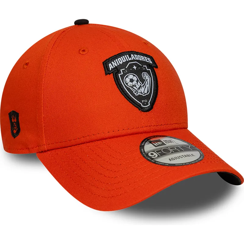 verstellbare-orangefarbene-9forty-core-kappe-mit-gebogenem-schirm-der-aniquiladores-fc-kings-league-von-new-era